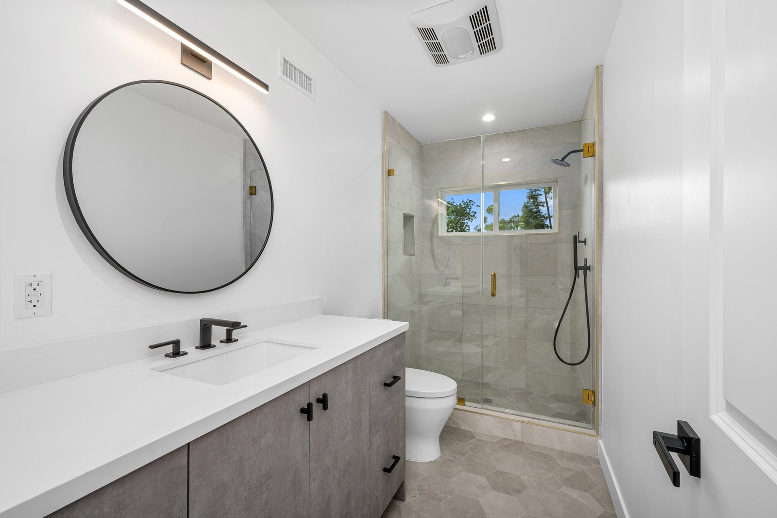 Spacious bathroom in a renovated Los Angeles home