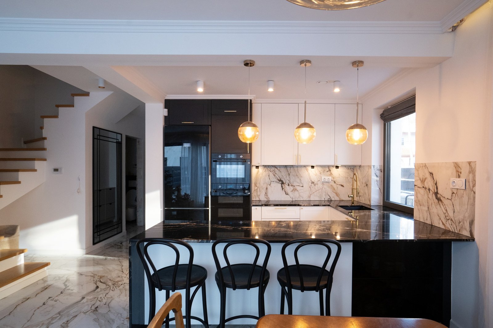 white and black modern kitchen room
